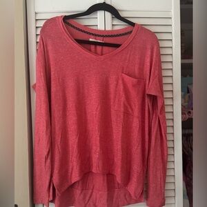 Pur Women's Coral Long Sleeve V-Neck Top